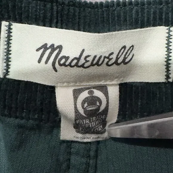 Madewell Emmett Wide-Leg Corduroy Pants Green Size 24 High Rise Cotton - Picture 3 of 10